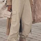 Pantaloni cargo a gamba larga con coulisse