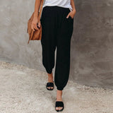 Pantaloni casual da donna – Vita elastica – Vestibilità ampia – Tessuto leggero e confortevole