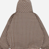 Felpa con cappuccio e maschera a mezza abbottonatura scozzese vintage