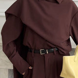 Completo due pezzi con sciarpa con risvolto e pantaloni a gamba larga vintage chic