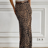 Gonna lunga in chiffon leopardato vintage a sirena