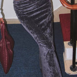 Gonna lunga vintage in velluto con taglio sbieco