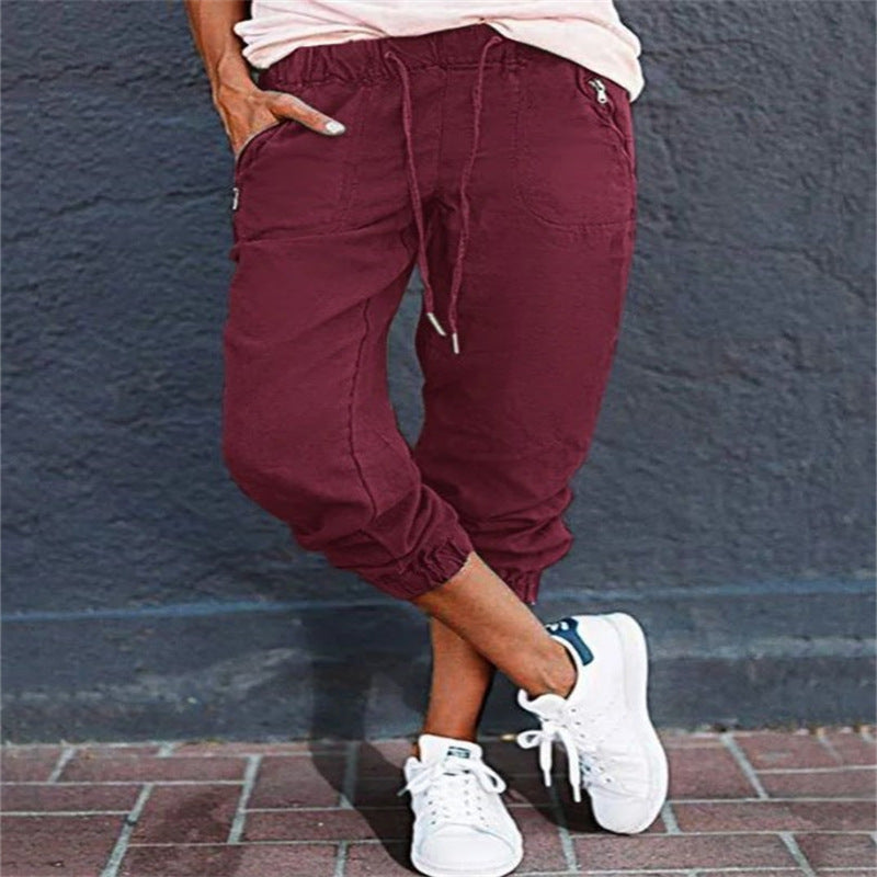 Pantaloni cargo da donna – Vestibilità comoda – Vita elasticizzata – Tasche portaoggetti