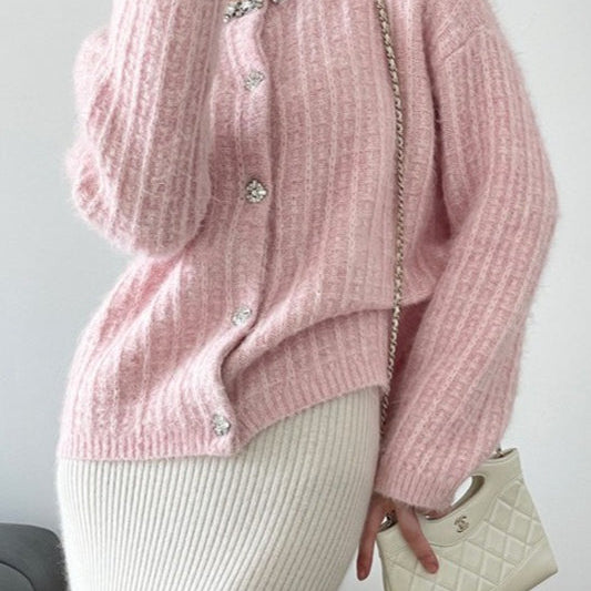 Cardigan in maglia slim fit con scollo a V