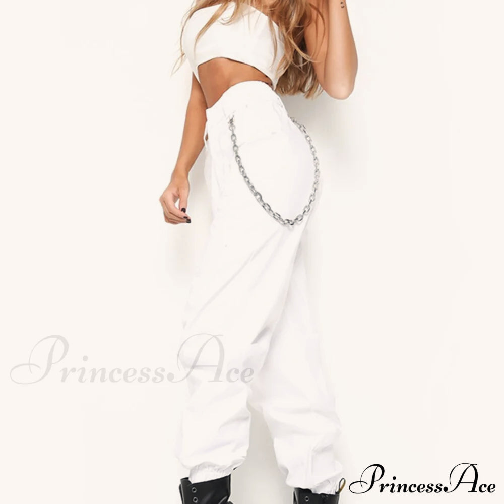 Pantaloni larghi streetwear con catena