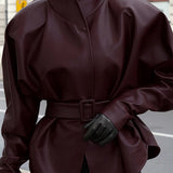 Giacca in pelle con collo alto