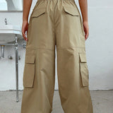 Pantaloni cargo multiuso con elastico in vita in stile americano