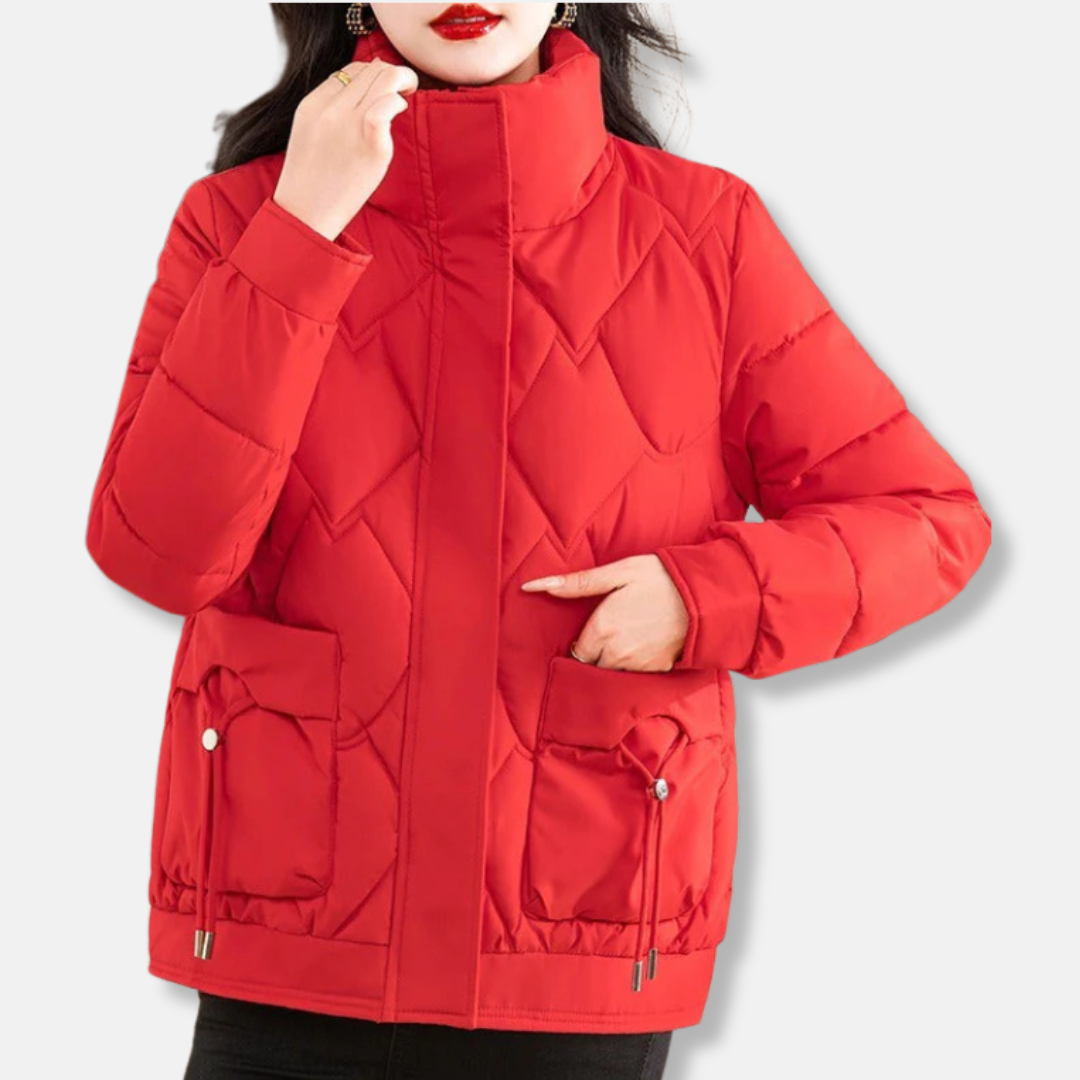 Giacca trapuntata da donna - Fodera trapuntata isolante - Collo alto - Taglio corto