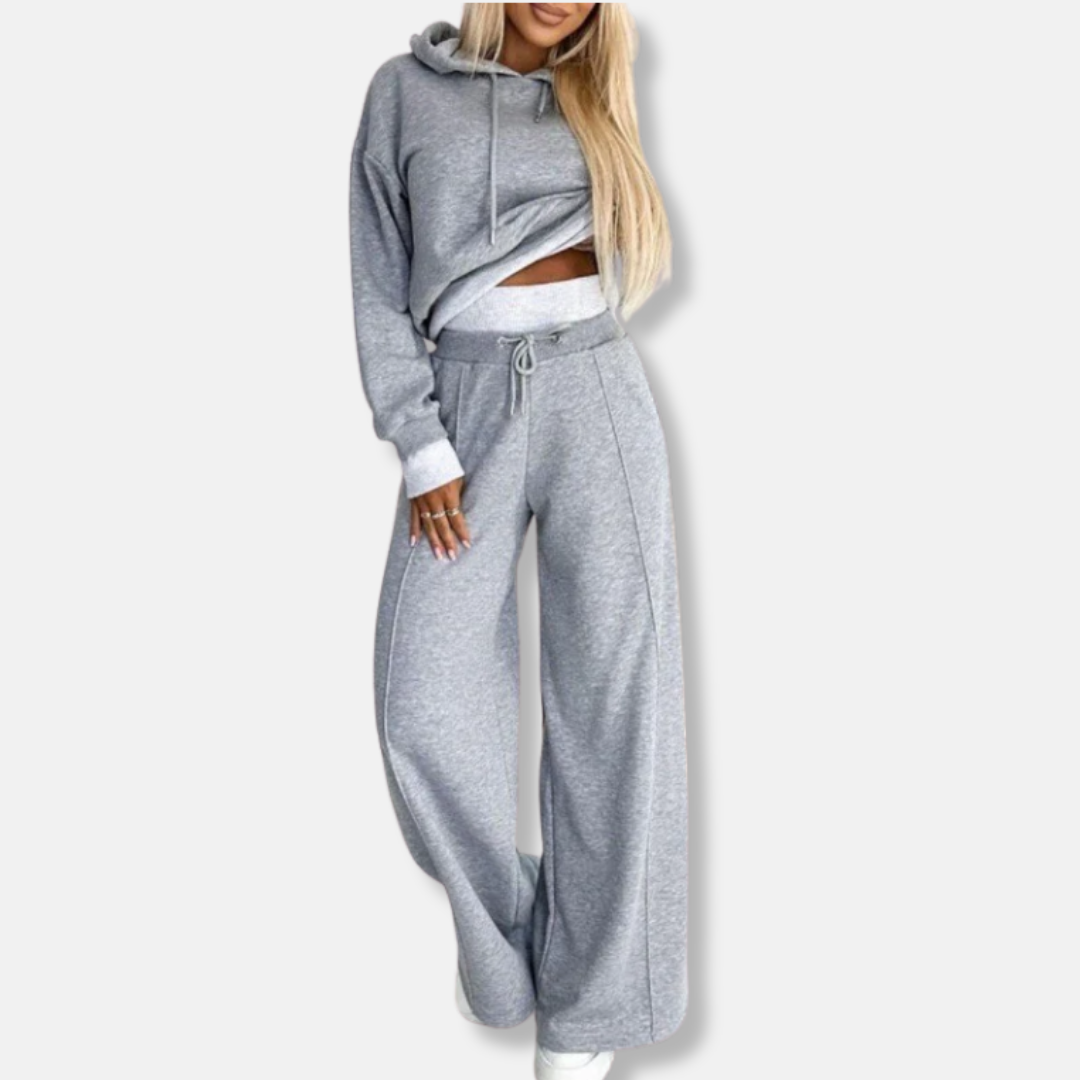 Completo due pezzi da donna - Maglia liscia - Vita alta - Vestibilità comoda