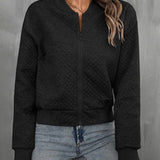 Giubbotto bomber da donna – Taglio corto – Trapuntato – Chiusura con zip – Rifiniture a costine