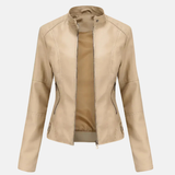 Giacca in pelle aderente Amélie | Giacca con collo alto e chiusura con cerniera