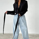 Blazer tinta unita con collo annodato