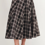 Gonna a trapezio con vita definita in lana scozzese