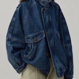 Giacca utility in denim lavato con collo alto