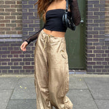 Pantaloni cargo estivi larghi con coulisse e paracadute