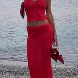 Completo gonna lunga sexy con spalline scoperte