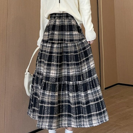 Gonna scozzese a strati in misto lana