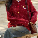 Cardigan in lana con ricamo Vintage Smile