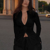 Completo elegante con gonna a maniche lunghe e cerniera con colletto rialzato