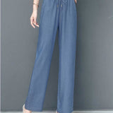 Pantaloni da donna - Vita elastica - Comodi e fluidi - Tessuto leggero ed elegante