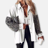 Giacca in denim da donna - Misto cotone - Vestibilità oversize - Lunghezza tunica - Bordi sfrangiati