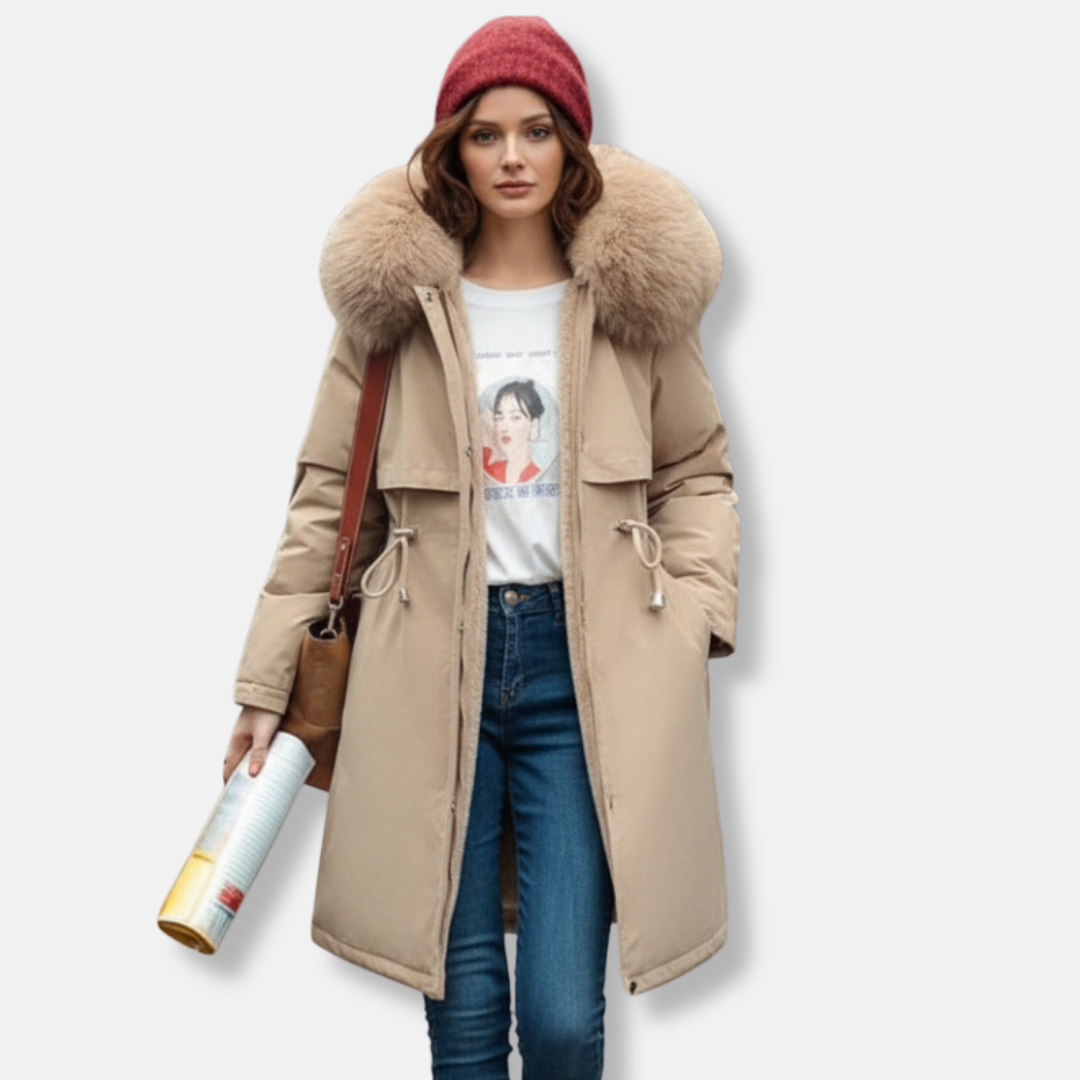 Cappotto trapuntato da donna – Taglio dritto – Cappuccio in pelliccia sintetica – Idrorepellente