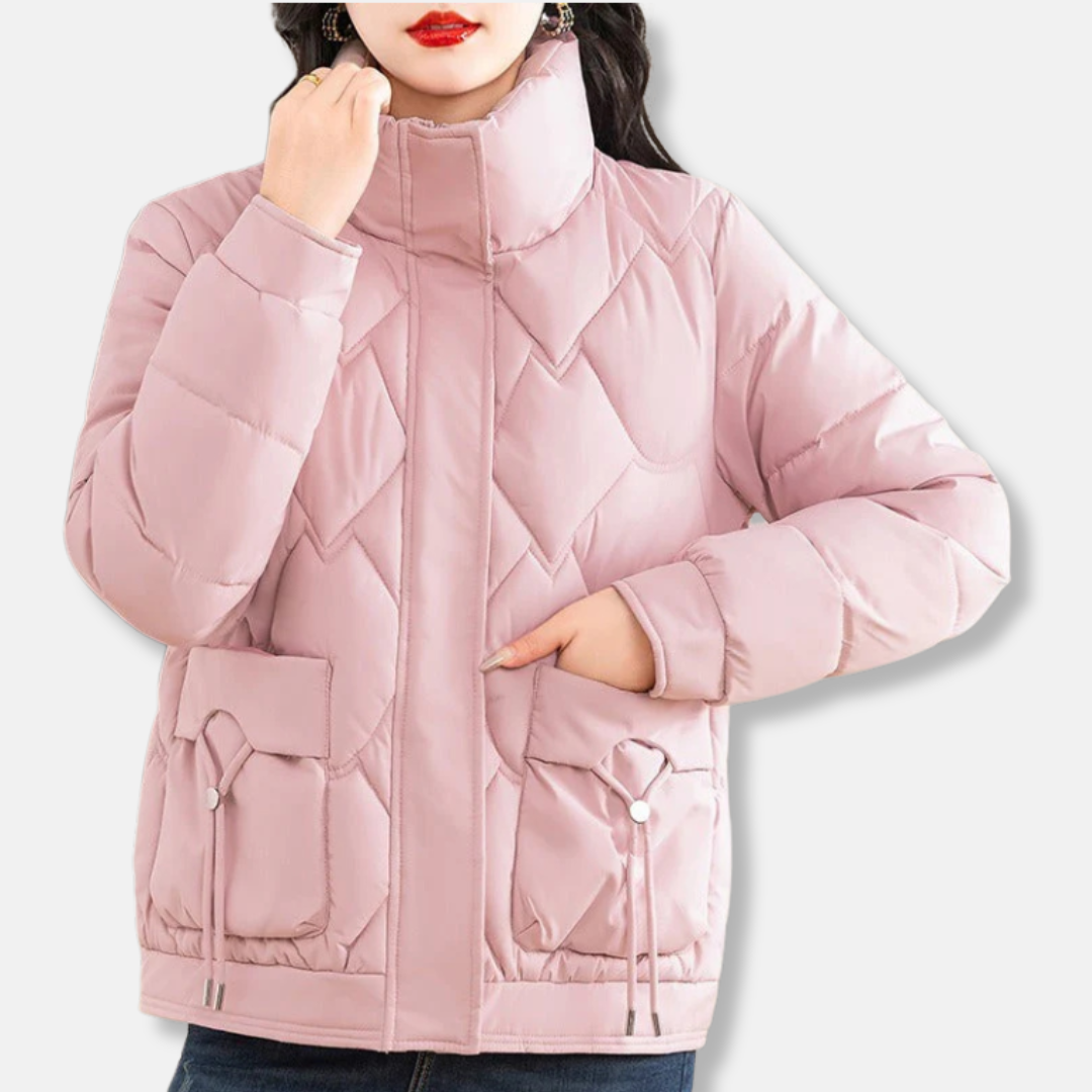 Giacca trapuntata da donna - Fodera trapuntata isolante - Collo alto - Taglio corto