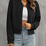 Giubbotto bomber da donna – Taglio corto – Trapuntato – Chiusura con zip – Rifiniture a costine