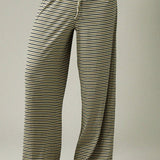 Set due pezzi con bottoni a righe e cordoncino