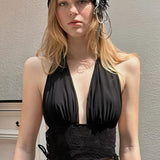 Completo gonna aderente con scollo a V profondo in pizzo tinta unita