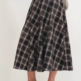 Gonna a trapezio con vita definita in lana scozzese