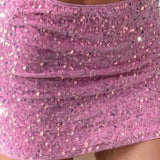 Minigonna aderente in velluto con paillettes