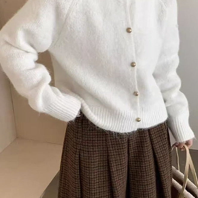 Cardigan in maglia tinta unita, morbido e delicato