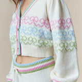 Cardigan corto con fiocco a farfalla colorato