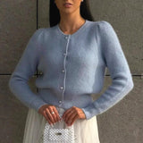 Cardigan lavorato a maglia a maniche lunghe, minimalista e rilassato