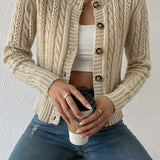 Cardigan caldo lavorato a maglia a maniche lunghe