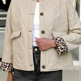 Giacca rilassata con stampa leopardata patchwork