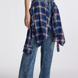 Jeans micro-svasati con patchwork a quadri vintage