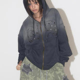 Felpa con cappuccio vintage lavata sfumata