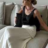 Gonna lunga vintage in raso a vita alta