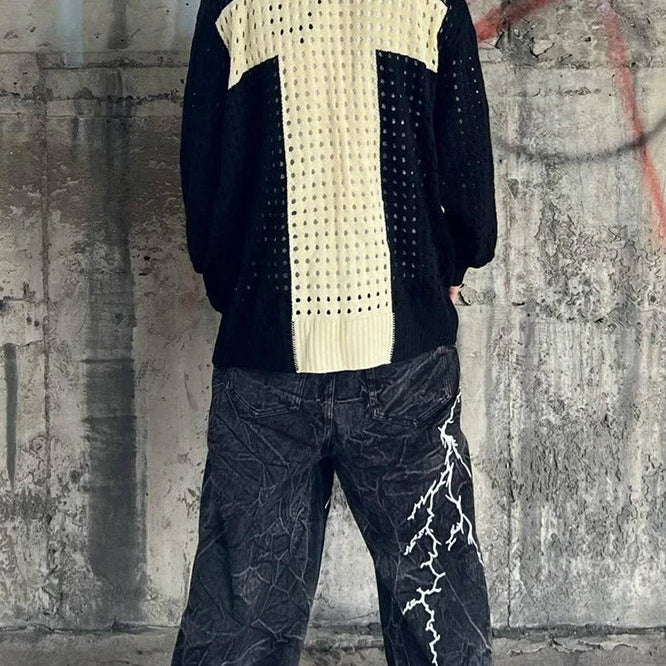 Felpa oversize con cappuccio in rete vintage