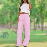 Pantaloni larghi da donna - Vita alta - Ricami traforati - Vestibilità ampia e traspirante