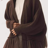 Cardigan in maglia trasparente con volant