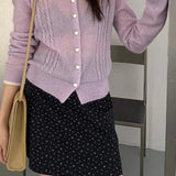 Cardigan in maglia di lana leggera con colletto alla Peter Pan in pizzo