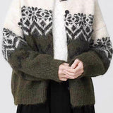 Cardigan Fair Isle in maglia con fiocco di neve nordico retrò