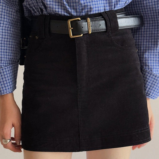 Gonna a trapezio in velluto a coste retrò