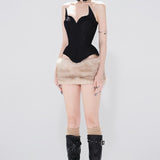 Completo due pezzi in pile tubolare senza schienale tinta unita