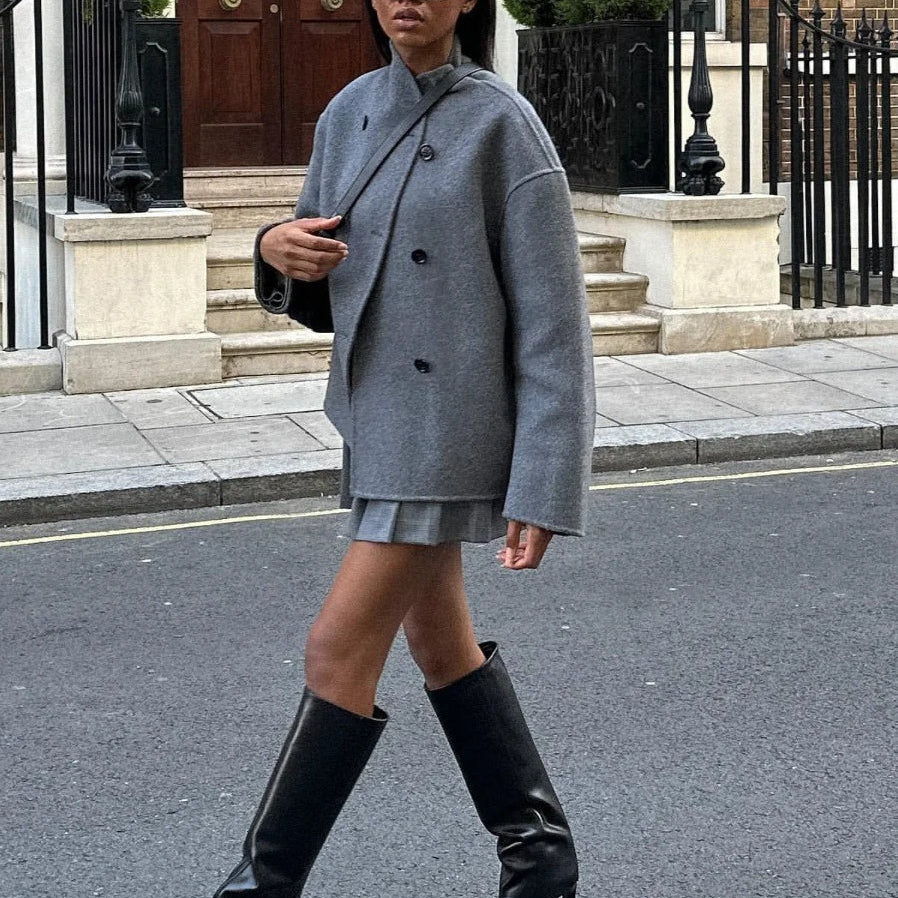 Giacca corta doppiopetto in lana