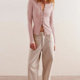 Cardigan a coste tinta unita