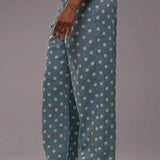 Jeans larghi a vita media con pois